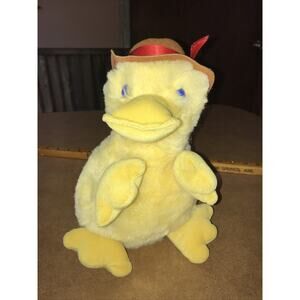 Vtg Duck Platty Platypus w/ Red Hat Blue Eyes Cheryl Johnson Plush 1988 Plush